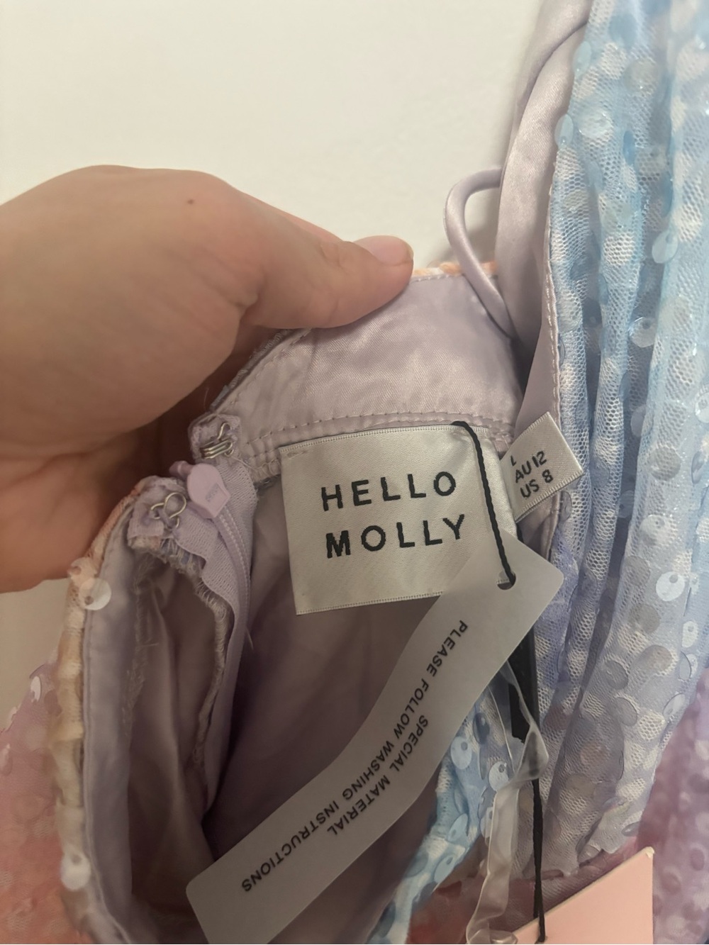 NWT Hello Molly pastel rainbow sequin mini dress - Picture 6 of 9